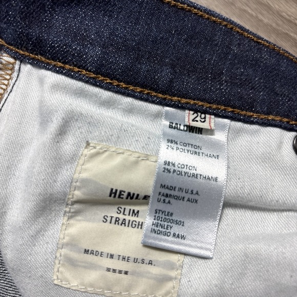 Baldwin Henley Indigo Raw Slim Straight Selvedge Denim Jeans Button Fly Size 29 - Picture 4 of 6